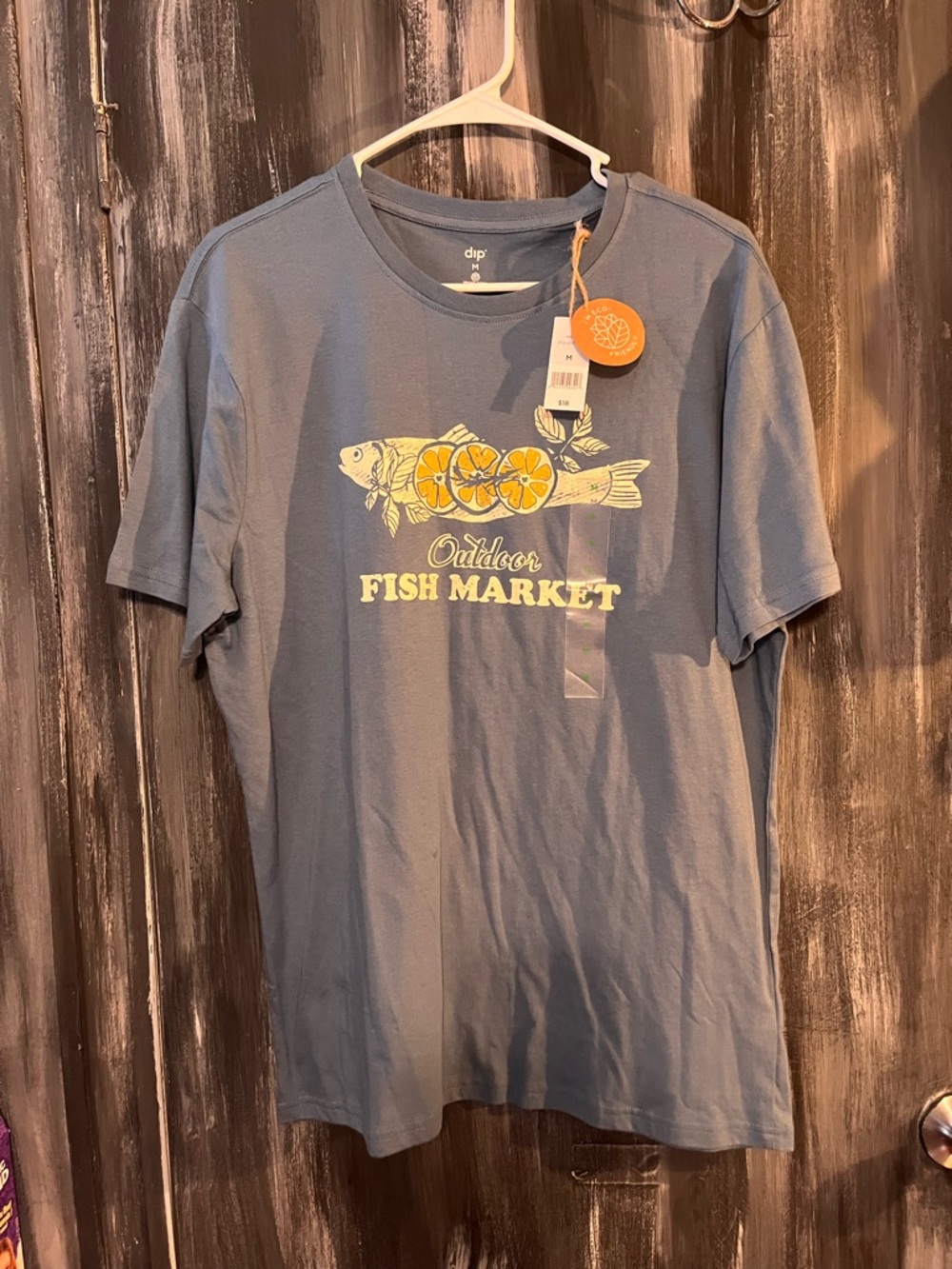 Outdoor Fish Market Graphic T‑Shirt - Blue NWT